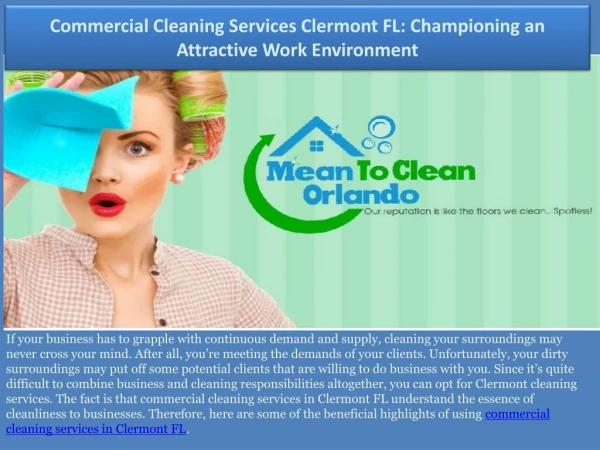 Commercial Cleaning Services Clermont FL Championing an Attractive Work Environment