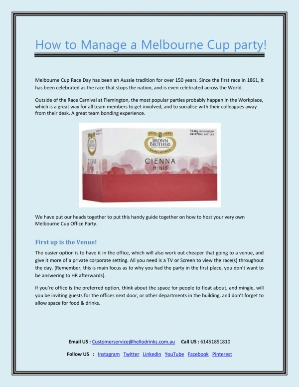 How To Manage A Melbourne Cup Party!