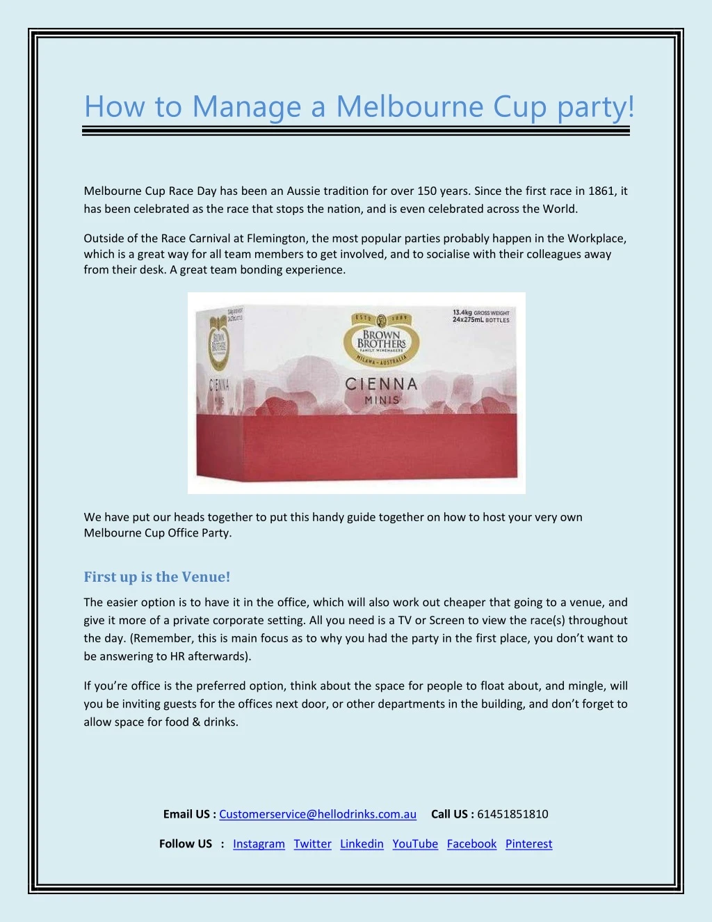 how to manage a melbourne cup party