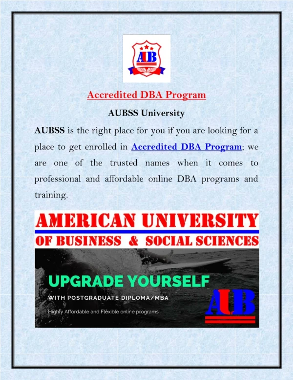 Accredited DBA Program | AUBSS University