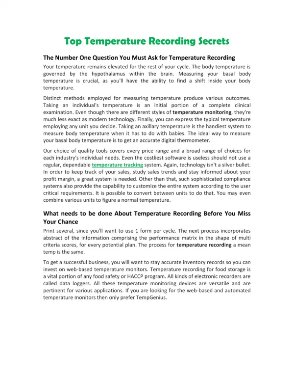 top temperature recording secrets
