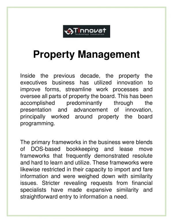 Property Management | Tinnovat