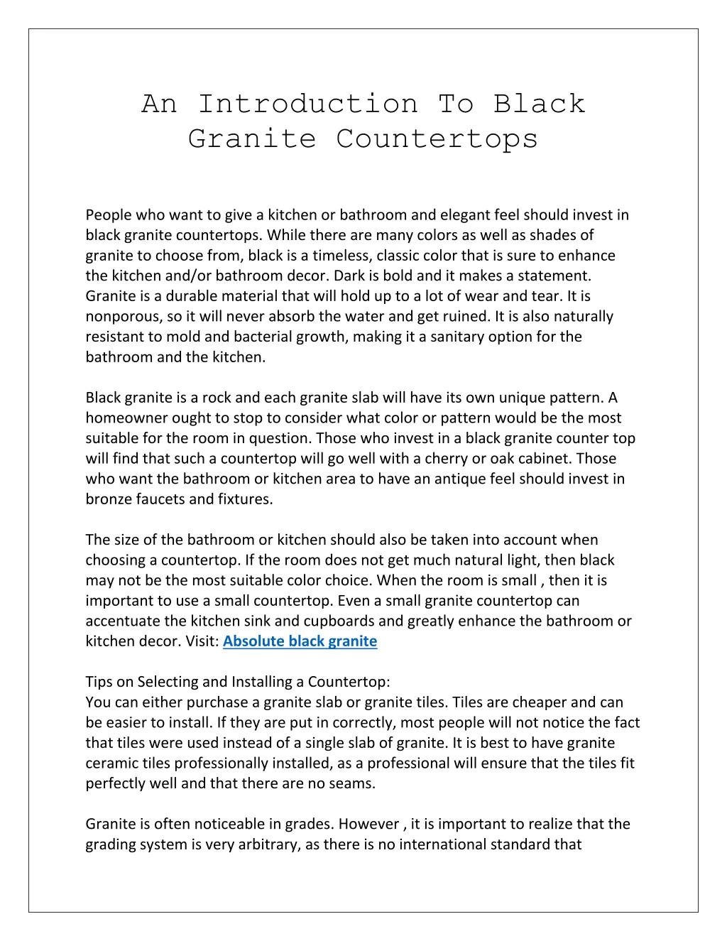 an introduction to black granite countertops