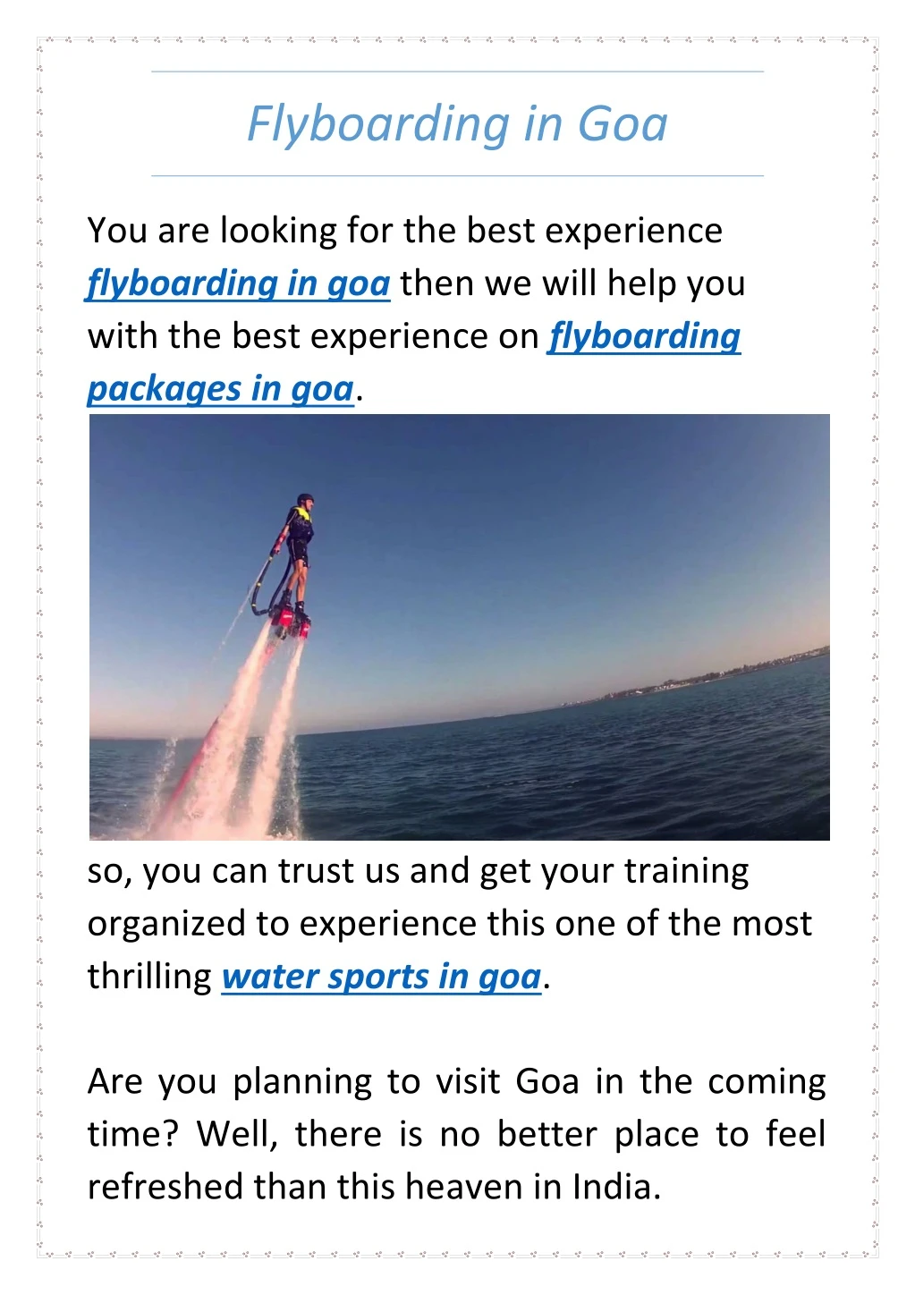 flyboarding in goa