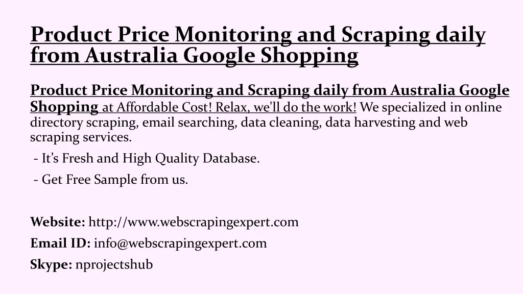 product price monitoring and scraping daily from australia google shopping