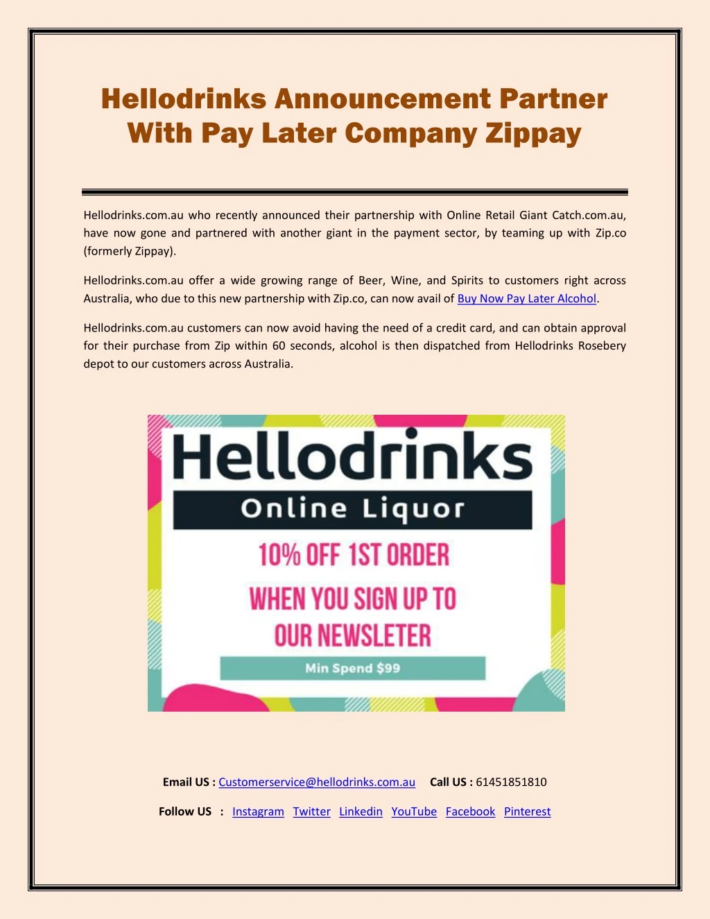 hellodrinks announcement partner with pay later