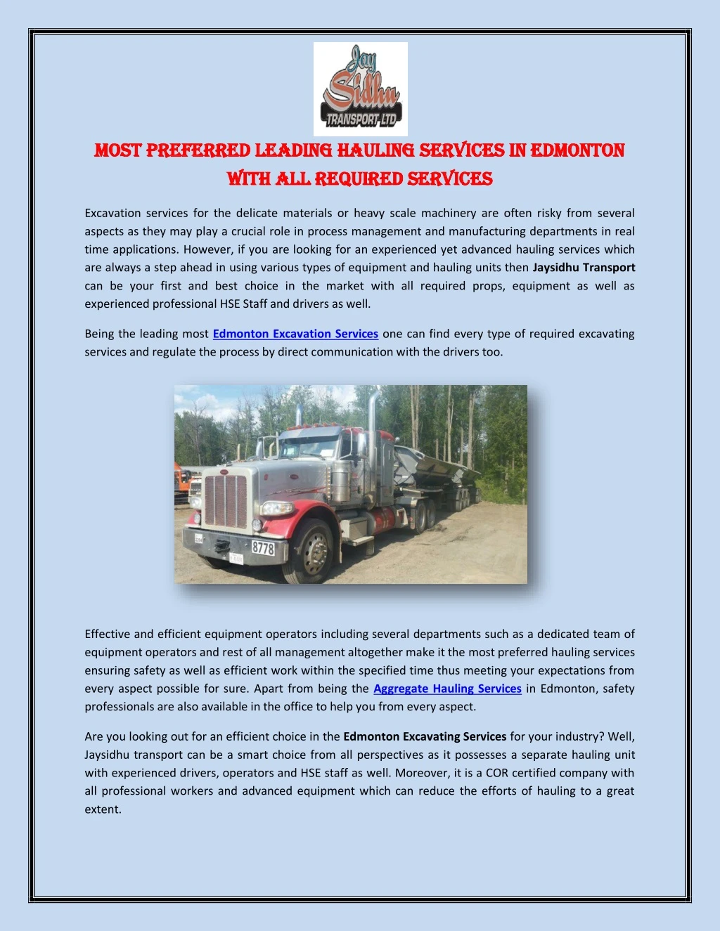 most preferred leading hauling services