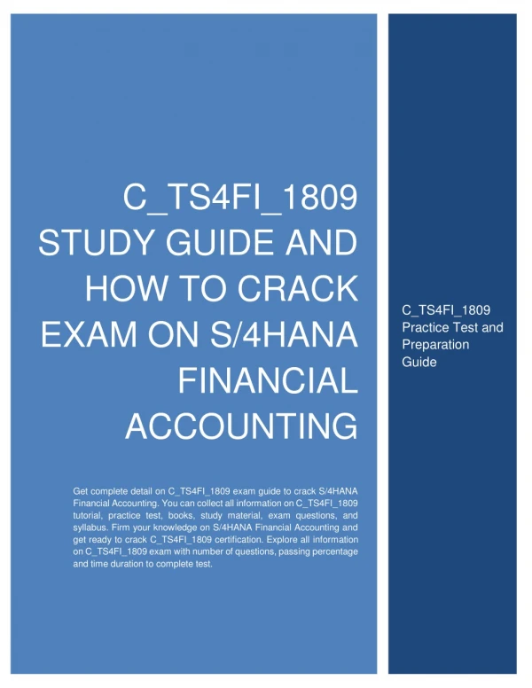 C_TS4FI_1809 Study Guide and How to Crack Exam on S/4HANA Financial Accounting