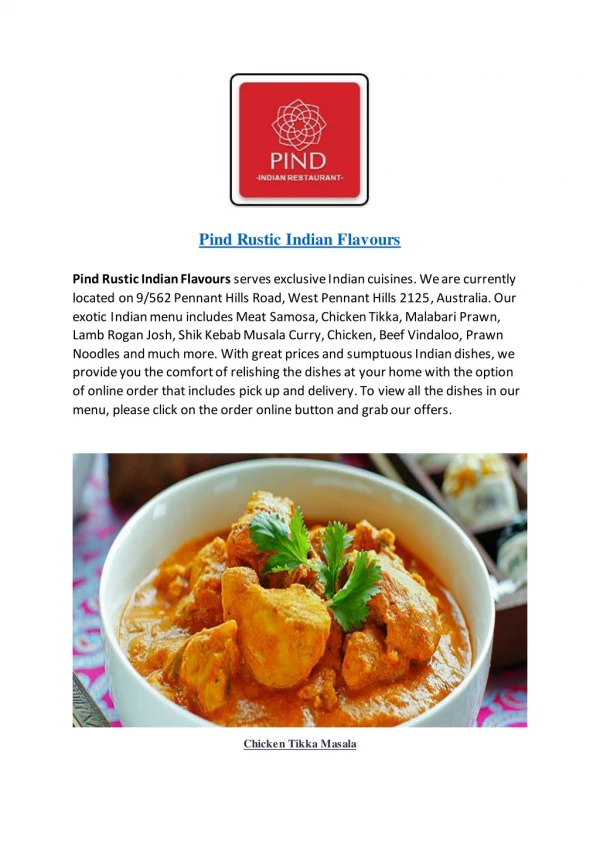 30% Off -Pind Rustic Indian Flavours-West Pennant Hills