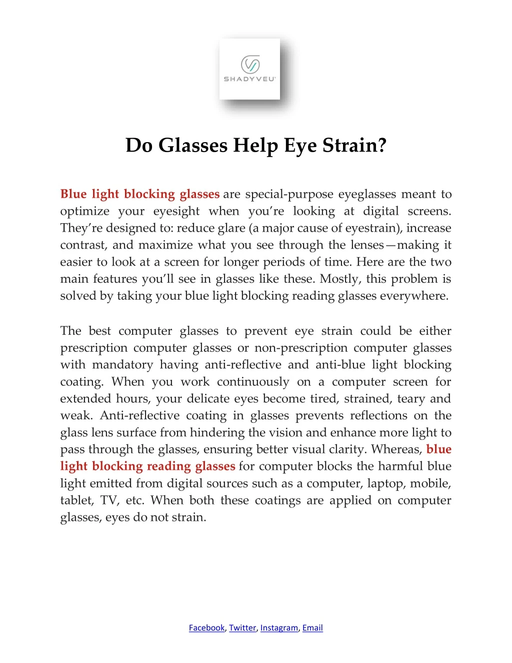 do glasses help eye strain blue light blocking