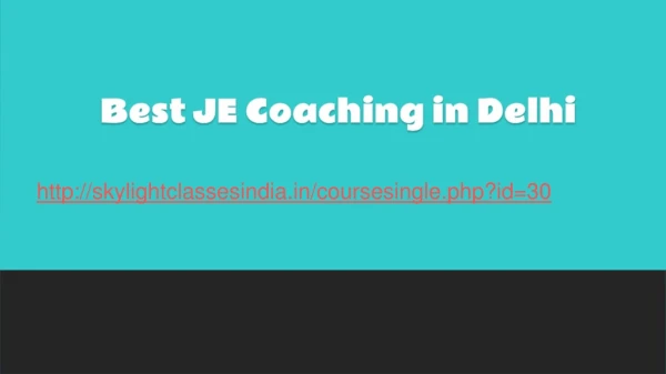 Best JE Coaching in Delhi