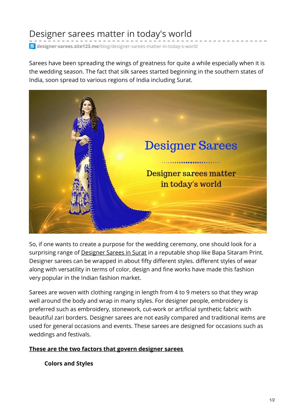 designer sarees matter in today s world