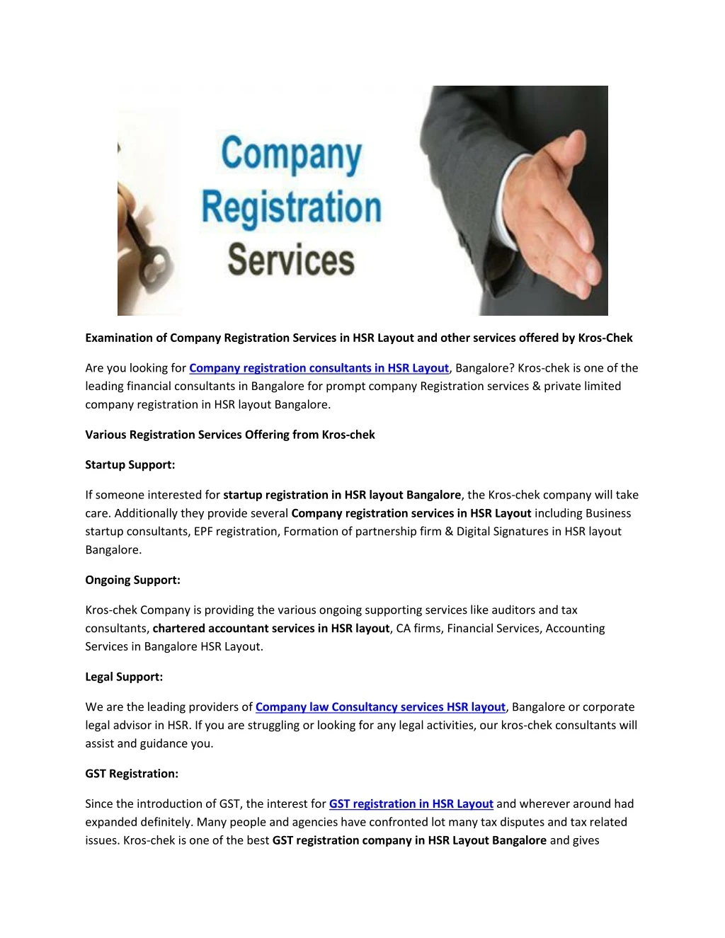 examination of company registration services