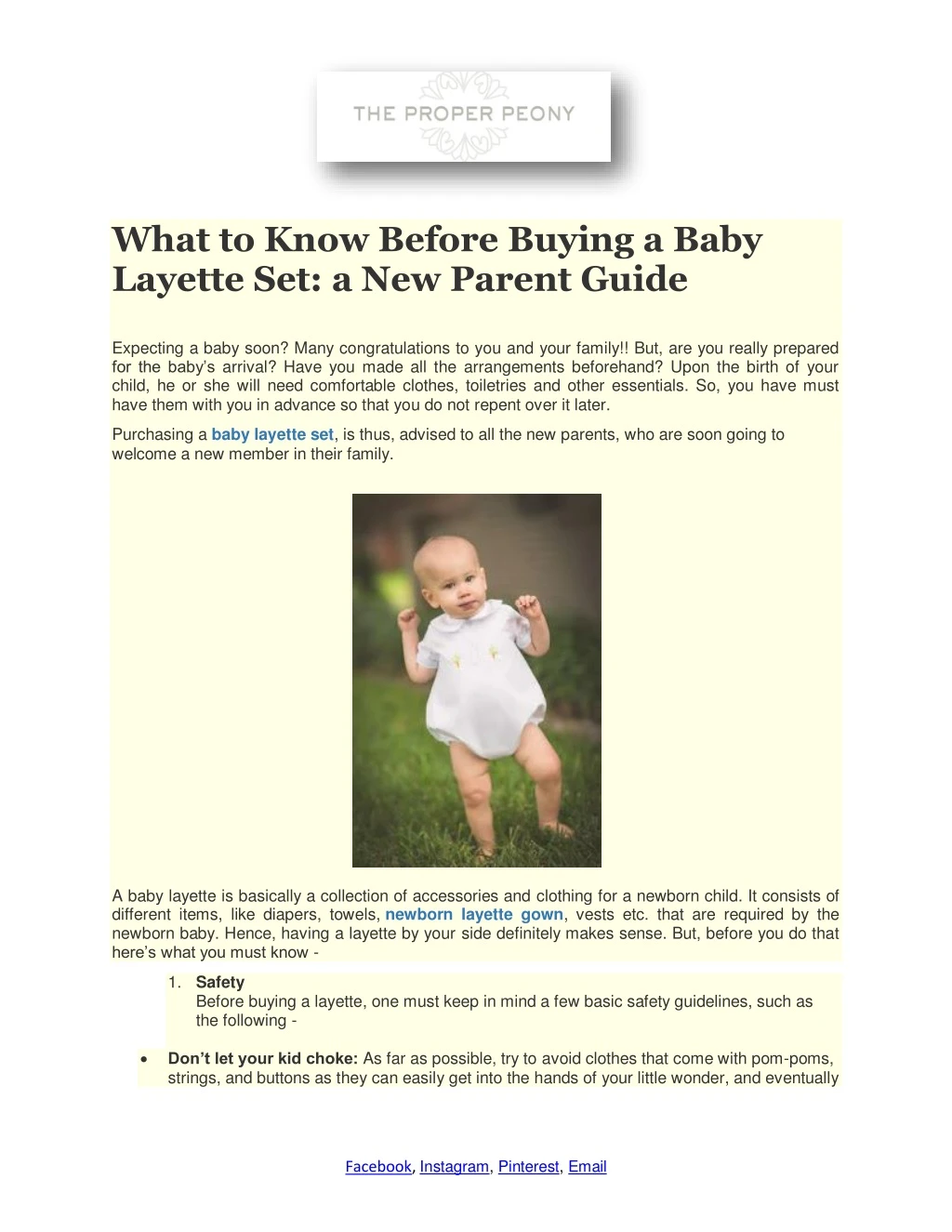 what to know before buying a baby layette
