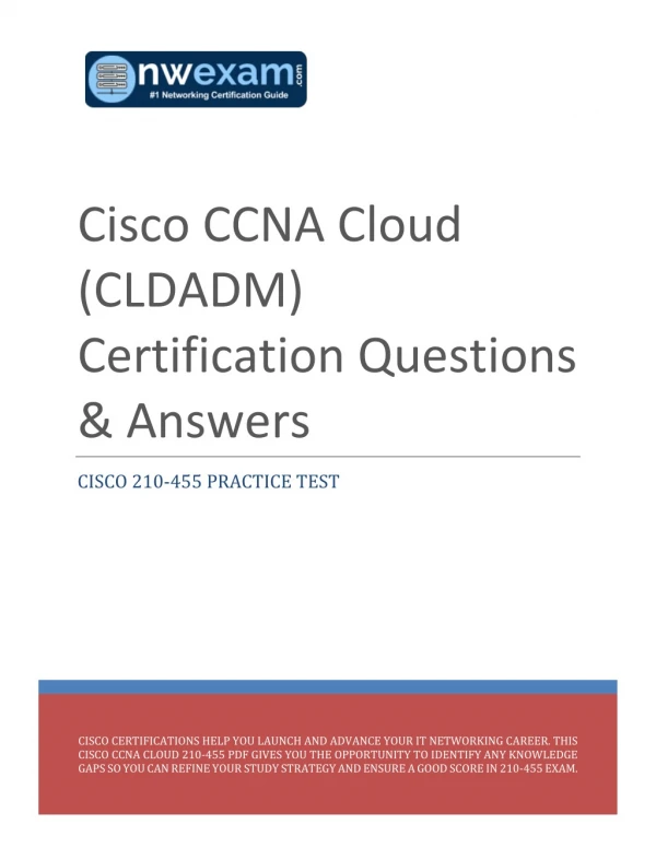 Best CCNA Cloud (210-455 CLDADM) Practice Exam | Syllabus Details