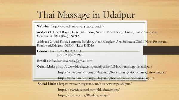 Thai Massage in Udaipur