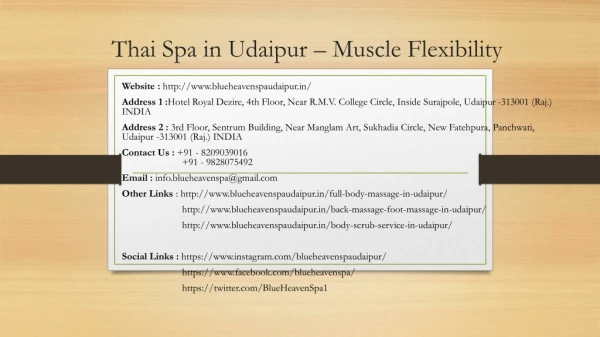 Thai Spa in Udaipur – Muscle Flexibility