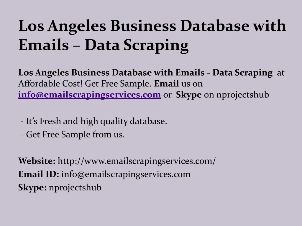 los angeles business database with emails data scraping