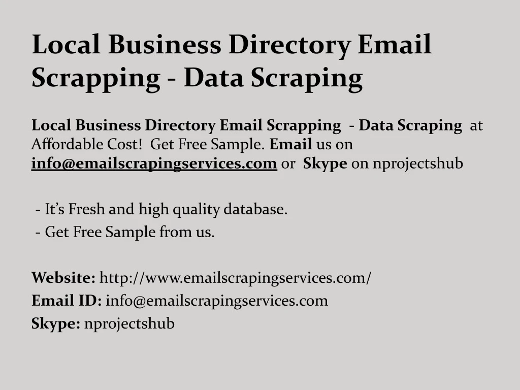 local business directory email scrapping data scraping