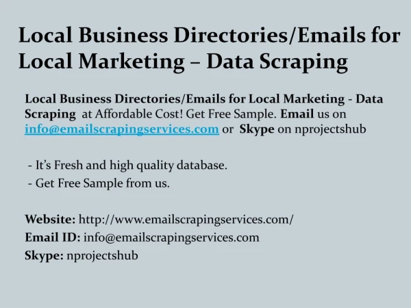 local business directories emails for local marketing data scraping