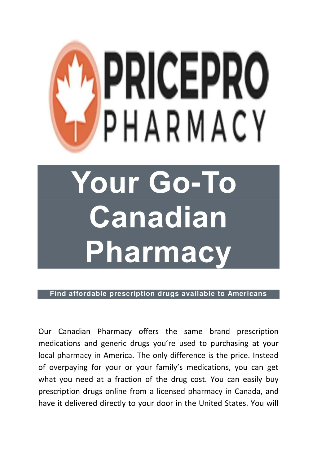 your go to canadian pharmacy