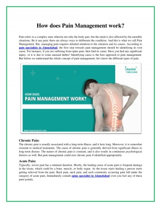 Pain Management and Types of Pain
