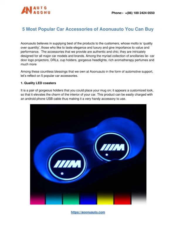 5 Most Popular Car Accessories of Aoonuauto