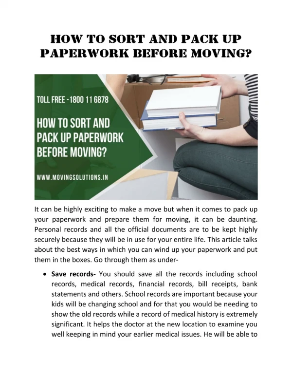 How to Sort and Pack up Paperwork before Moving?