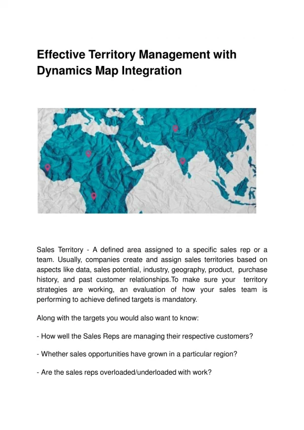 Effective Territory Management with Dynamics Map Integration