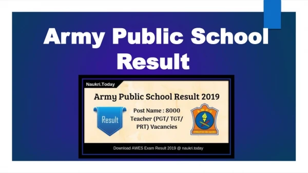 Army Public School Result 2019 | AWES TGT, PGT, PRT Cut off Marks