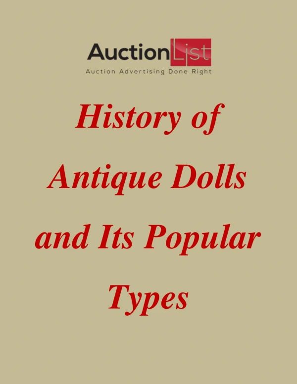 History of Antique Dolls and Its Popular Types