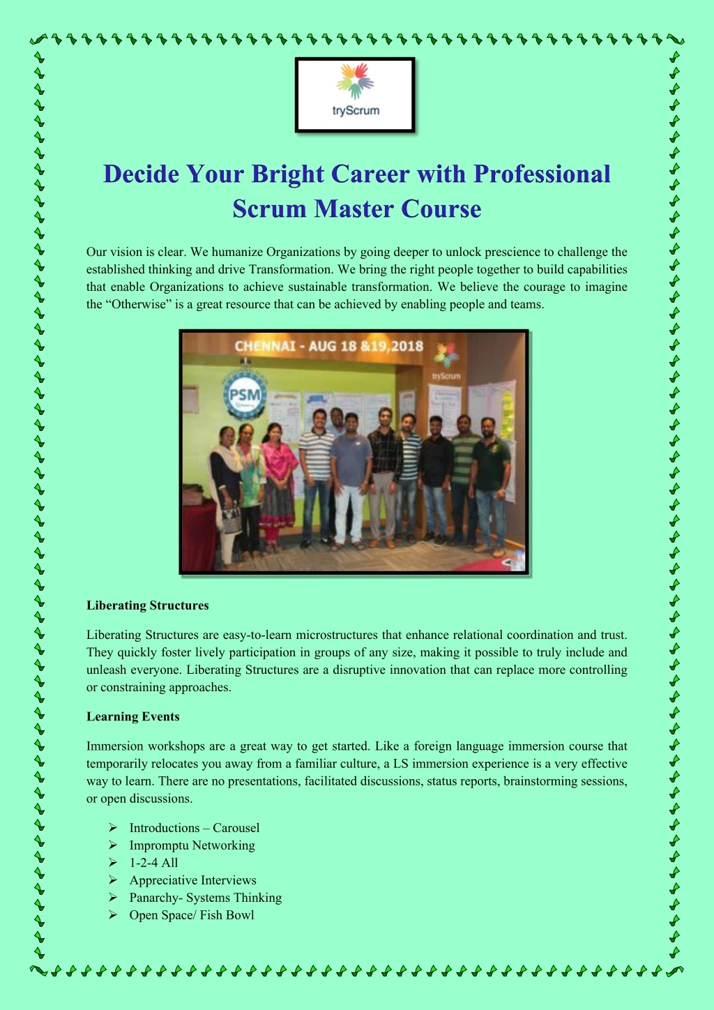 decide your bright career with professional scrum