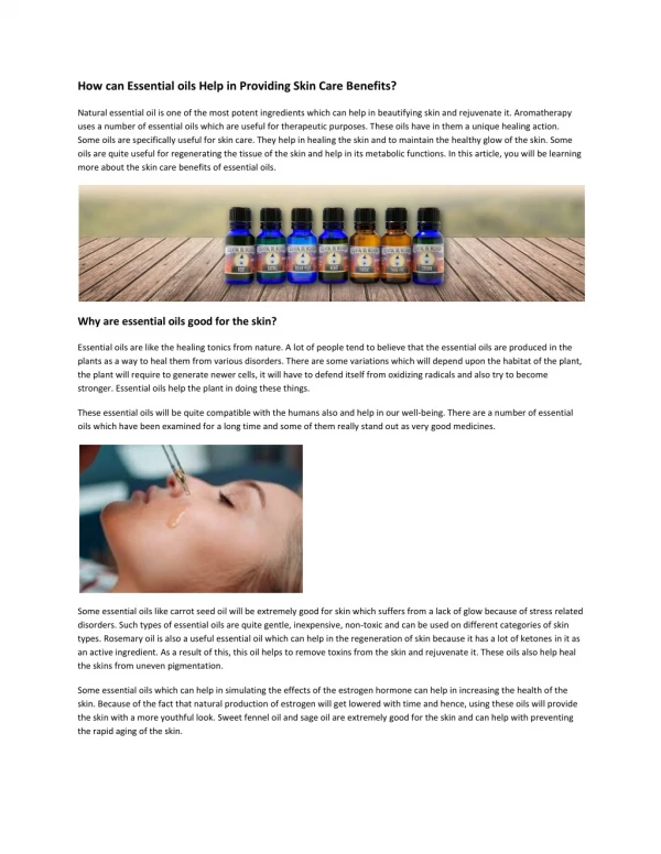 How Can Essential Oils Help in Providing Skin Care Benefits?
