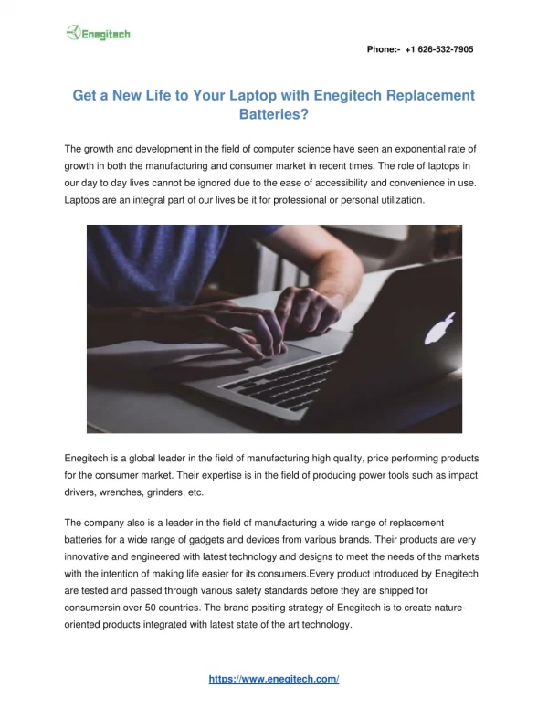 Get a New Life to Your Laptop with Enegitech Replacement Batteries?
