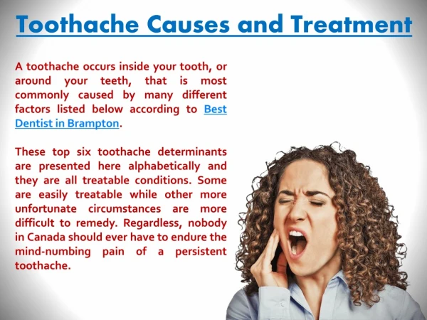 Causes of Toothache and Treatment by the Dentist in Brampton