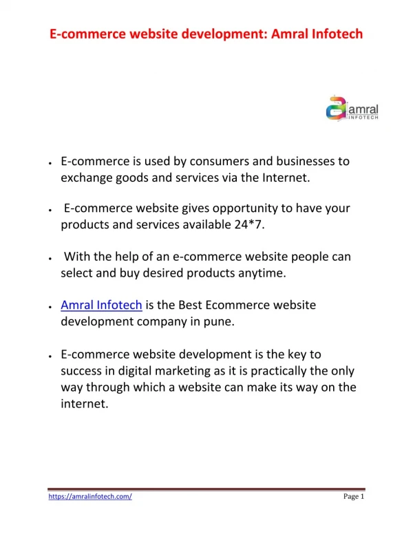 E-commerce website development|E-commerce Developer|Amral Infotech