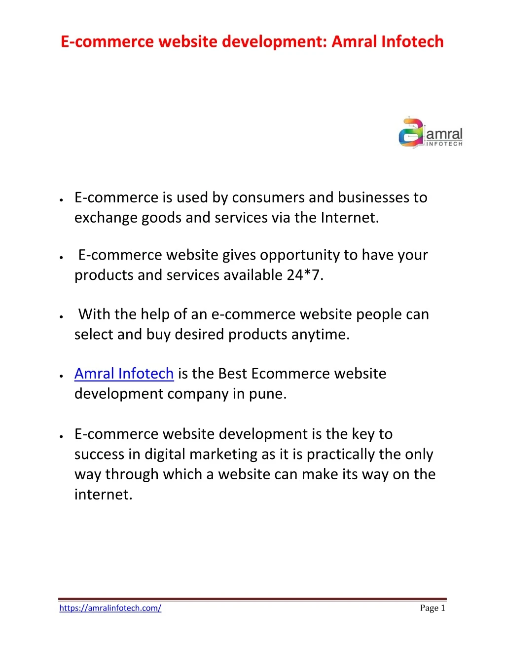 e commerce website development amral infotech