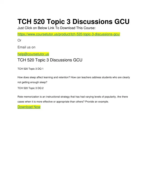TCH 520 Topic 3 Discussions GCU