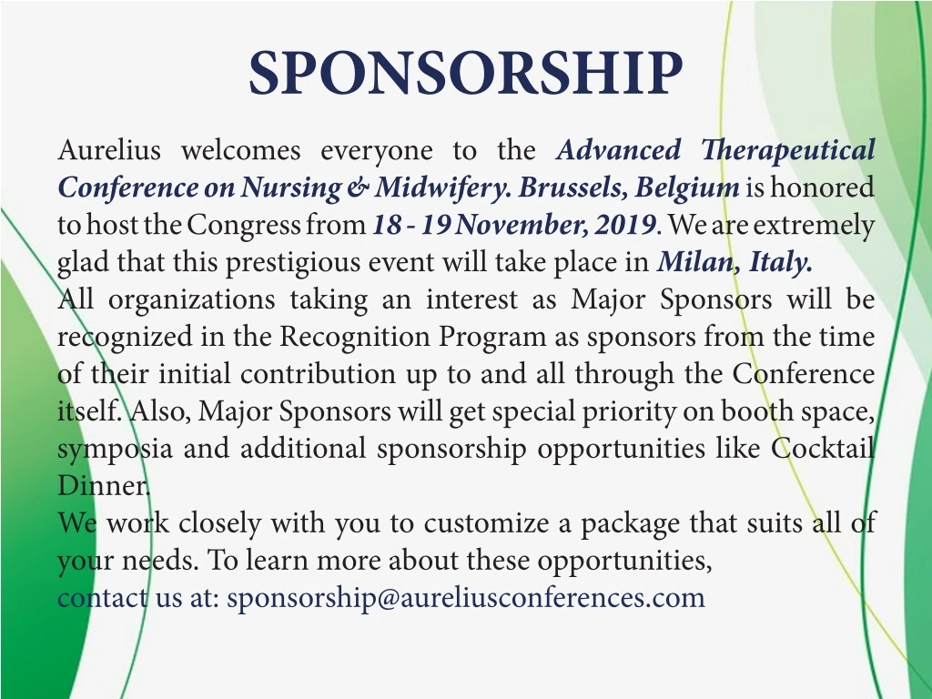 sponsorship aurelius welcomes everyone