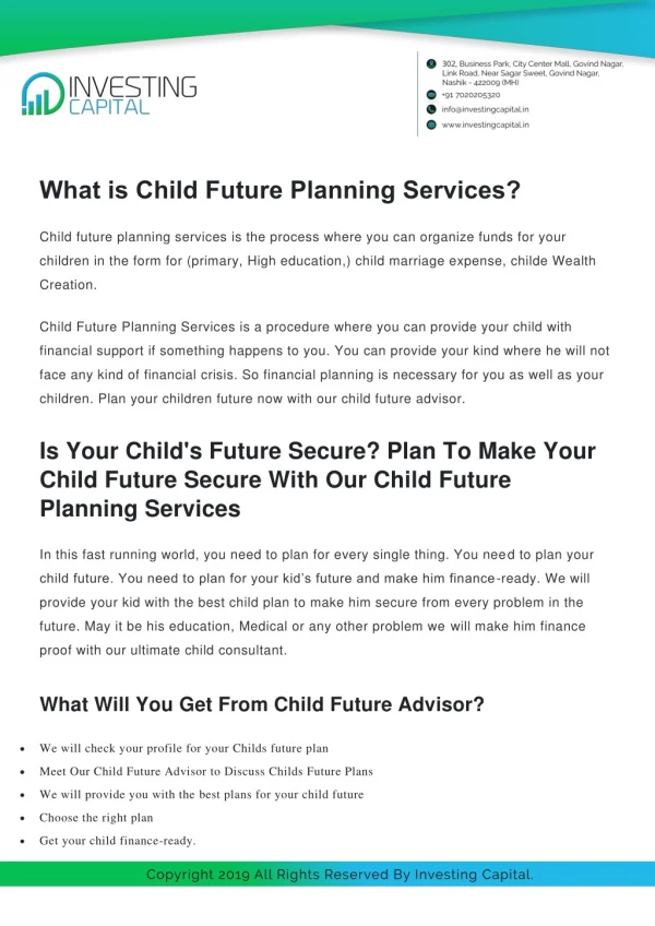 What is Child Future Planning Services?