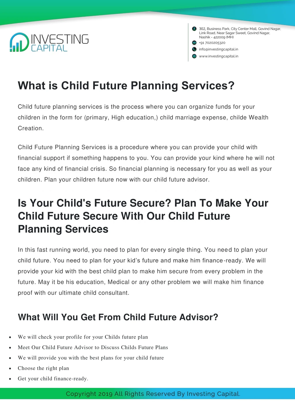what is child future planning services