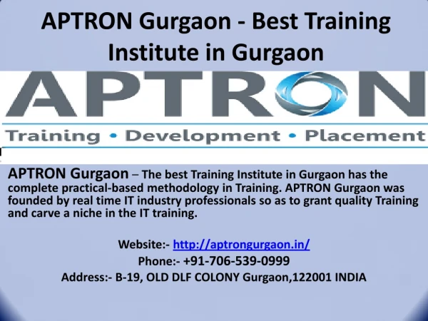 Learn CCNA Course in Gurgaon - APTRON Gurgaon