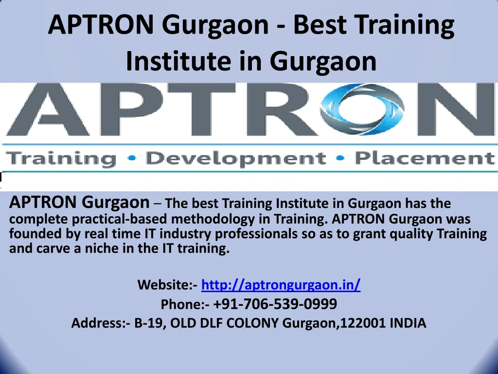 aptron gurgaon best training institute in gurgaon