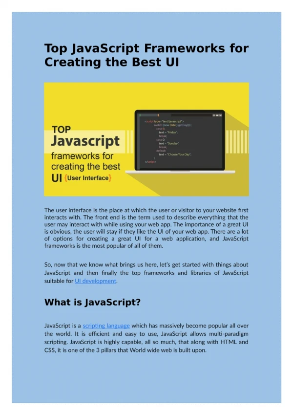 Top java script frameworks for creating the best ui