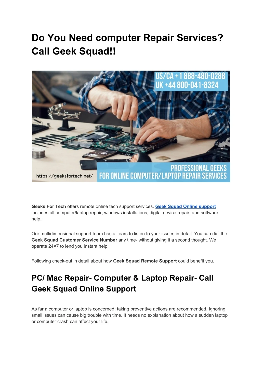 do you need computer repair services call geek