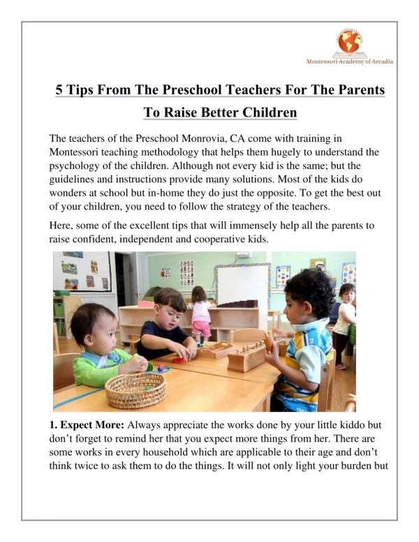 5 Tips From The Preschool Teachers For The Parents To Raise Better Children
