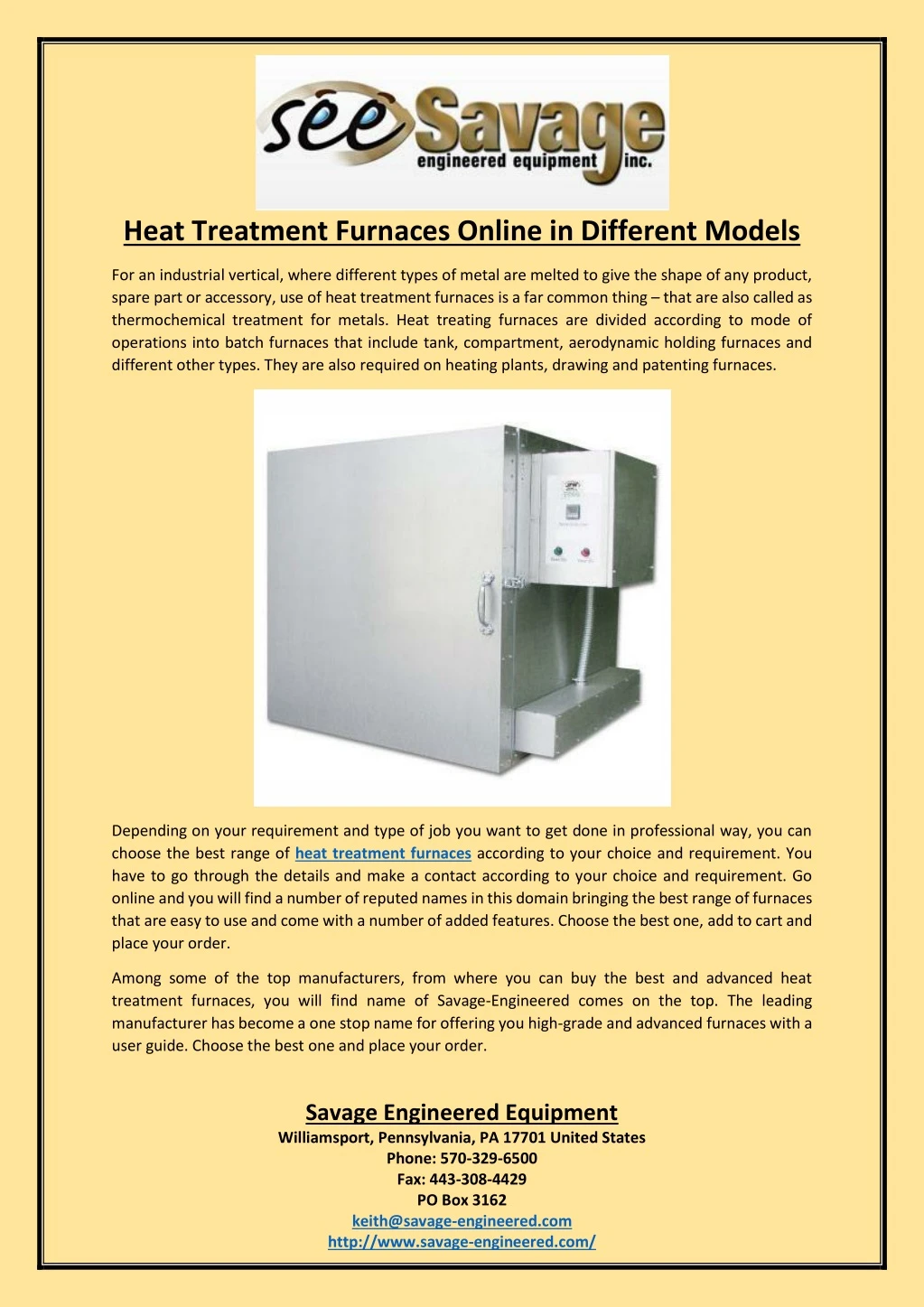 heat treatment furnaces online in different models