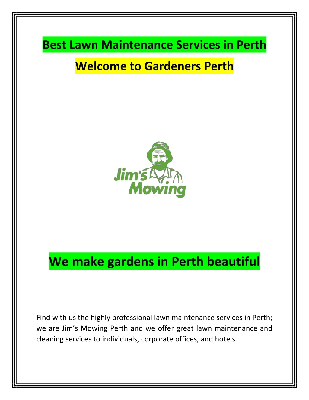 best lawn maintenance services in perth