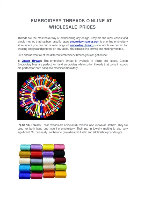 Embroidery Threads Online