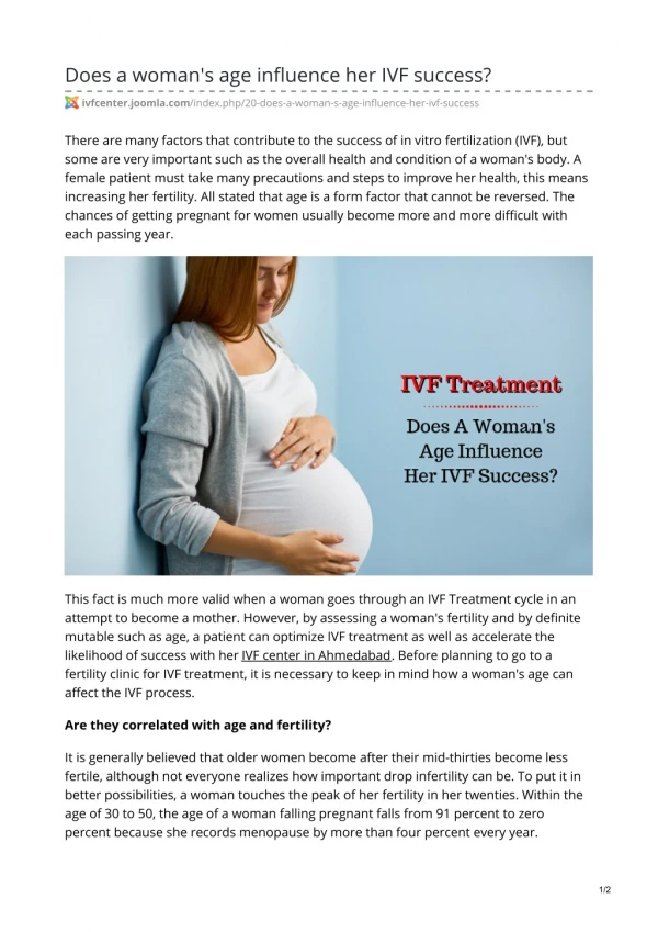 Does a woman's age influence her IVF success?